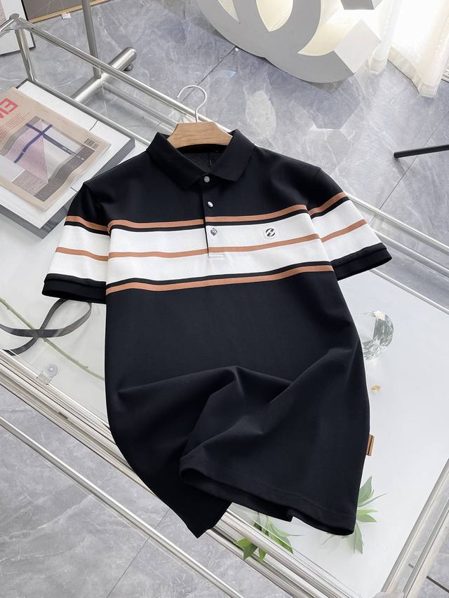 New Arrival Zegna 2025Ss Summer New Letter Logo Men's Lapel Polo Shirt Classic B