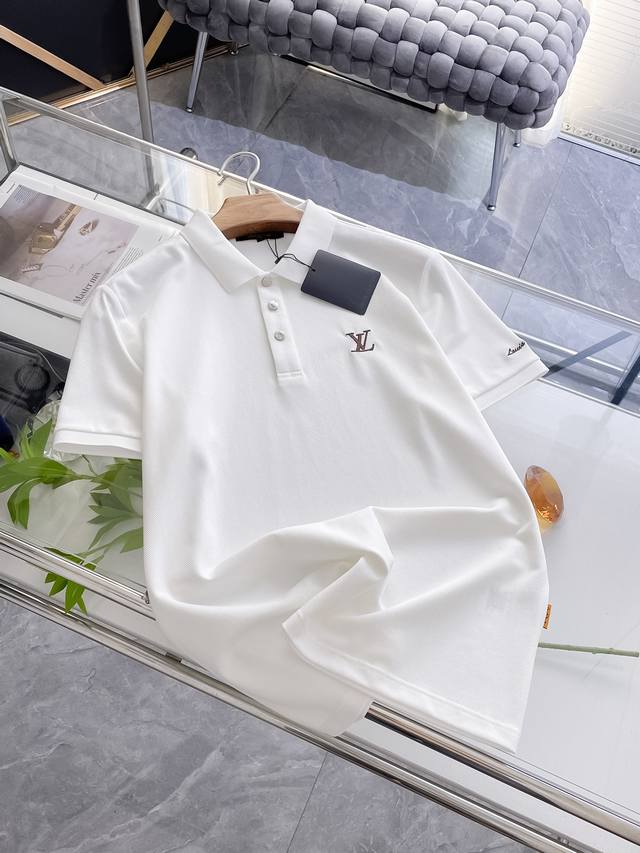 New Arrival Lv 2025Ss New Summer Letter Logo Men's Lapel Polo Shirt Classic Busi