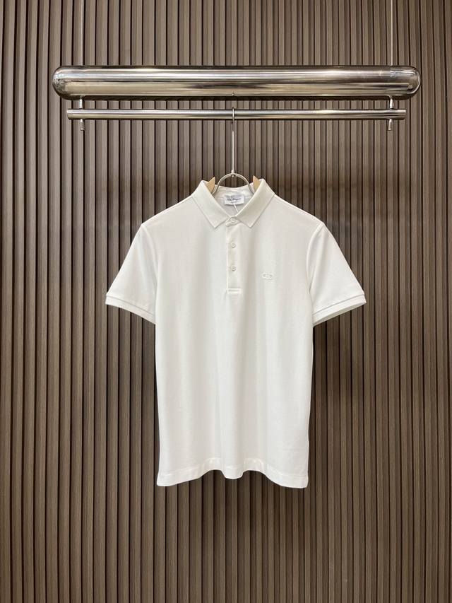 Ferragamo Ss New Summer Letter Logo Men's Lapel Polo Shirt Classic Business Men'