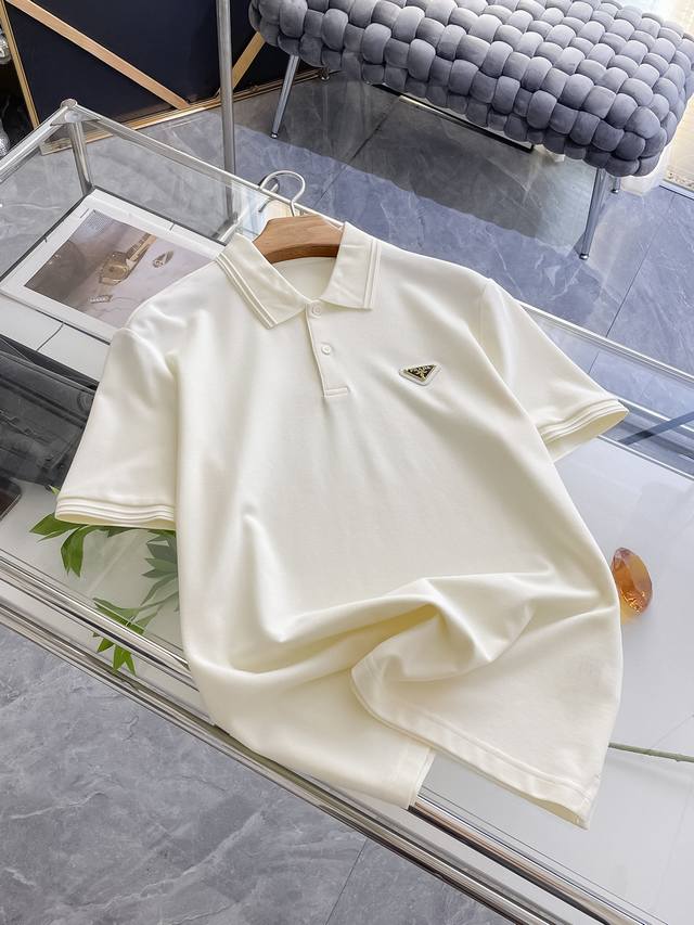 Prada 25Ss New Spring And Summer Short-Sleeved Lapel T-Shirt Polo The Highest Ve