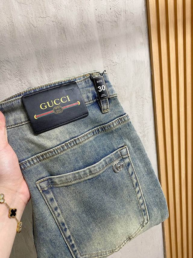 Gucci 2025 Spring And Summer Men's Washed Straight Jeans Trading Company Channel