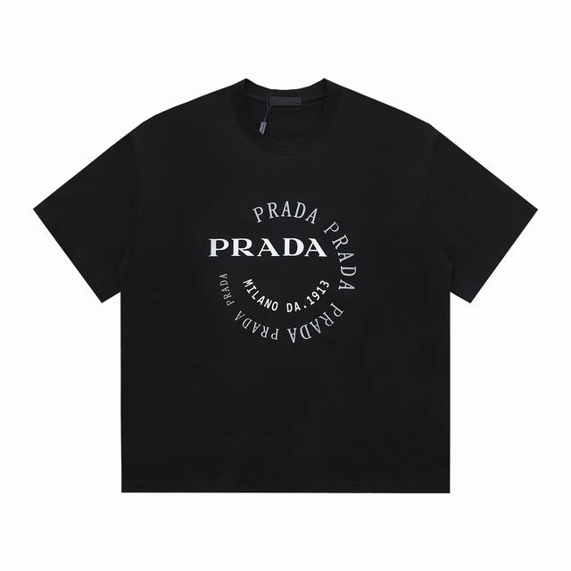 prada Prada New Printed Short Sleeves 270G Cotton Loose Version Unisex Style
