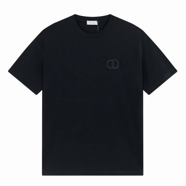 High-End Quality Dior 320G Weight Dior Cd Embroidered Letter Logo Round Neck Sho