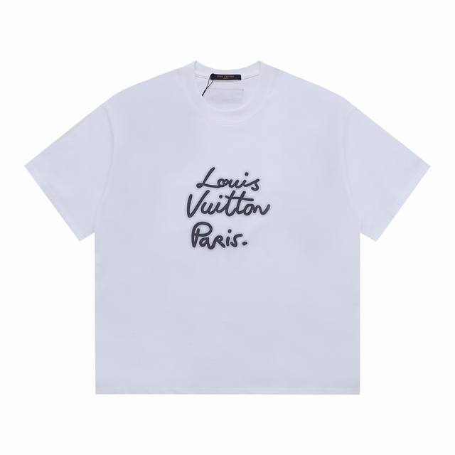 Louis 2025 New Letter Print Short Sleeves 270G Cotton Short Sleeves Black And Wh
