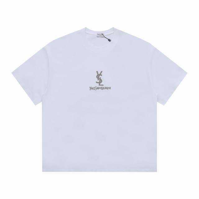 ysl Yves Saint Laurent] 2025Fw Short Sleeve Embroidered Letters High-End 32S