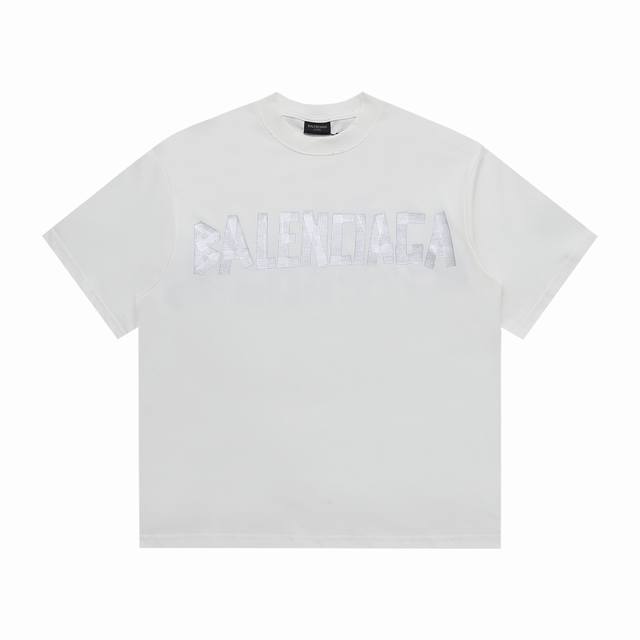 balenciaga Balenciaga Classic White Tape Starch Printed T-Shirt The Fabric Is