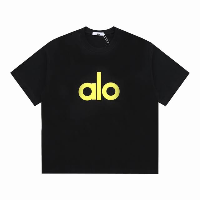 alo Three-Dimensional Foam Printing 270G Cotton Round Neck Short-Sleeved T-Sh