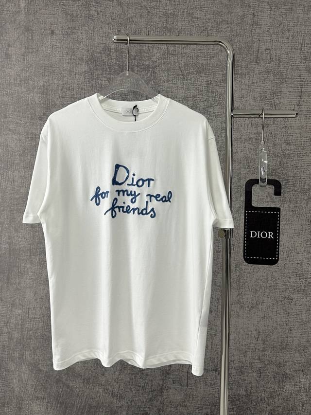 y150S250Dior 2025 New Letter Embroidered Cotton Jersey Short Sleeve T-Shirtun