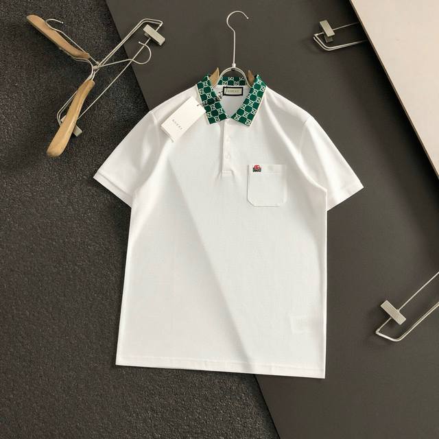 gucci New Polo- 2025 Spring And Summer Classic Collar Jacquard Pocket Embroid