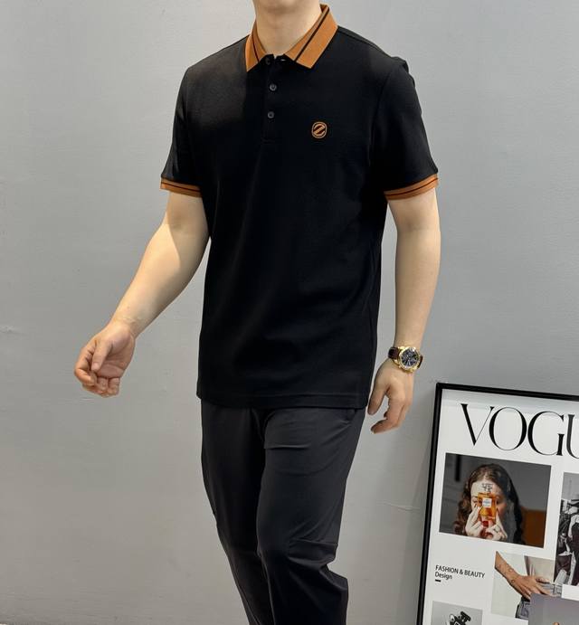 zpzeng Zegna 2025Ss New Summer Men's Lapel Polo Shirt Is Simple And Fashionab