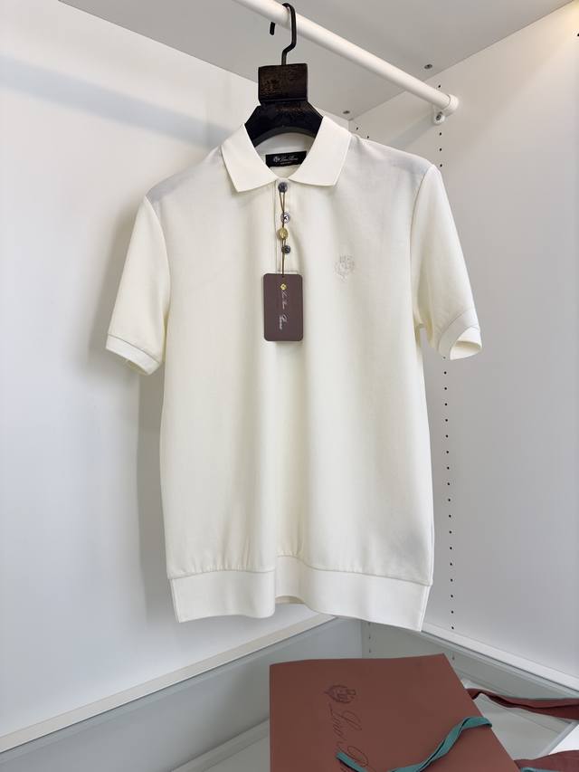 lo*Ro Pi*Nanou Recommended By Lao Qian Xingui Logo Embroidery Lapel Short-Sle