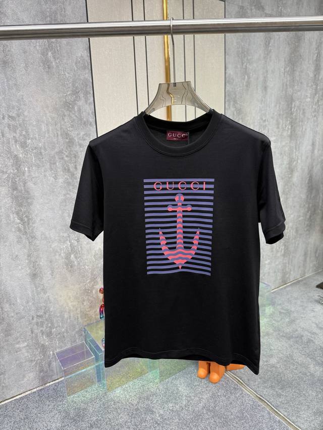 gucci 2025 Spring And Summer New Sailing Series Anchor Navy Blue Printed Craf