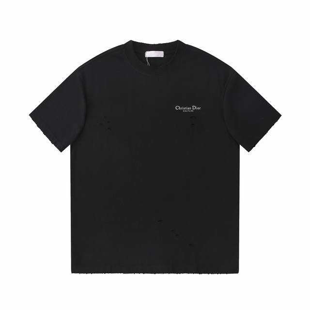 Short Sleeve 5307 300G Washed Fabric Washed Worn Holes Imported Powder Printing