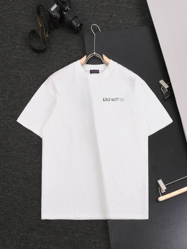 lv2025 Pharrell Show 1V Staff Uniform Short-Sleeved T-Shirt Fabric 32 Double