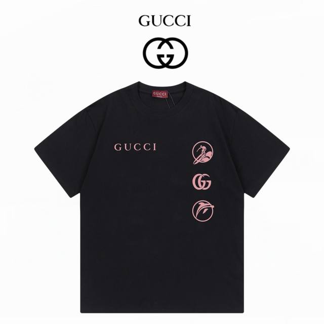 gucci 2025 New 280G Double Yarn Short Sleeves Black Xs-L