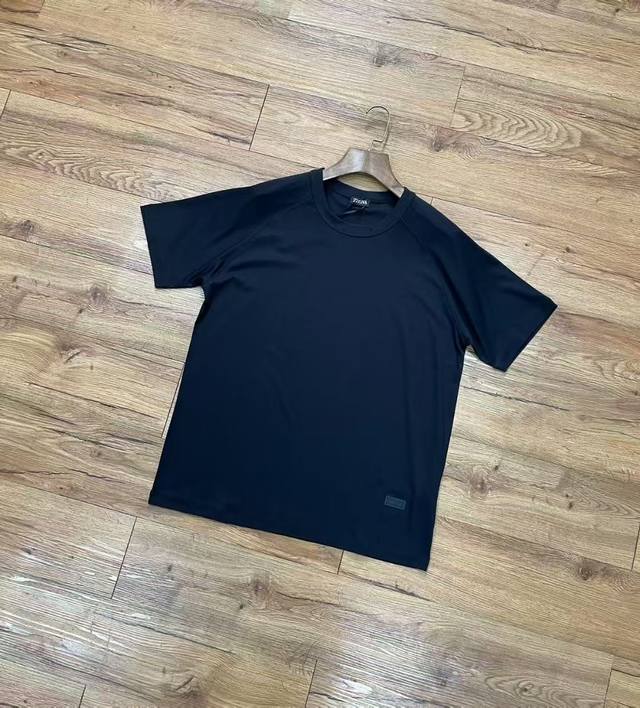 zg-25 New Summer Men's Short-Sleeved Cotton T-Shirt Color Black Dark Blue Lig