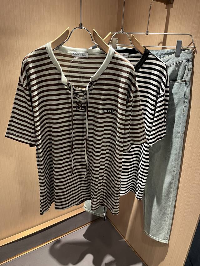 dio*Dijia 2025 Spring And Summer New Men's And Women's Striped Short-Sleeved