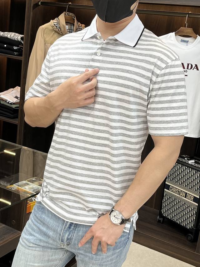 Mainly Promotes Lp20Ss New Linen Cotton Striped Polo Shirt Lp This Polo Shirt Is
