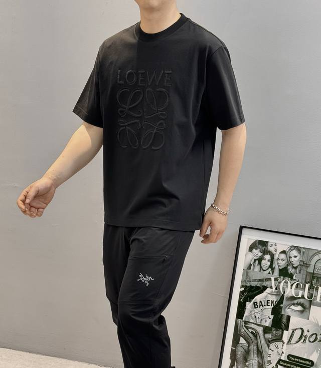 loewe 25S New T-Shirt. Unisex Style. Letter Pattern Embroidery On The Chest.