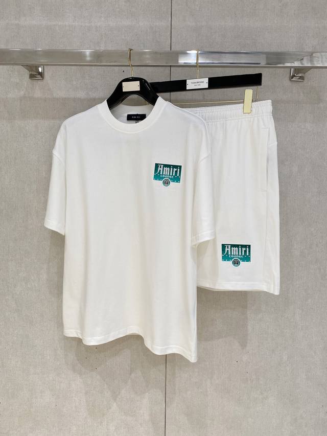 25Ss Amiri Heavyweight Round Neck Short-Sleeved T-Shirt And Shorts Set Uses G