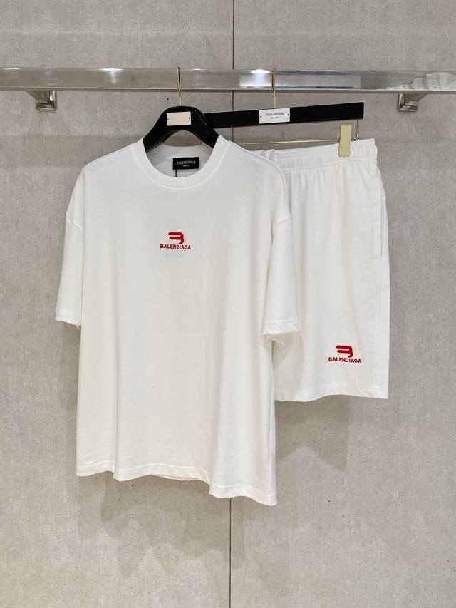 25Ss Balenciaga Heavyweight Round Neck Short-Sleeved T-Shirt And Shorts Set I