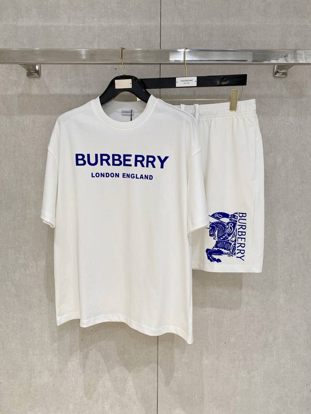 25Ss Burberry Heavyweight Round Neck Short-Sleeved T-Shirt And Shorts Set Is