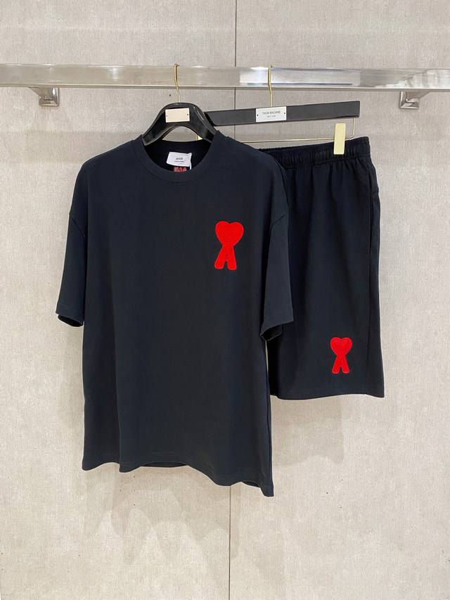 25Ss Ami Alexandre Mattiussi Heavyweight Round Neck Short Sleeve T-Shirt And