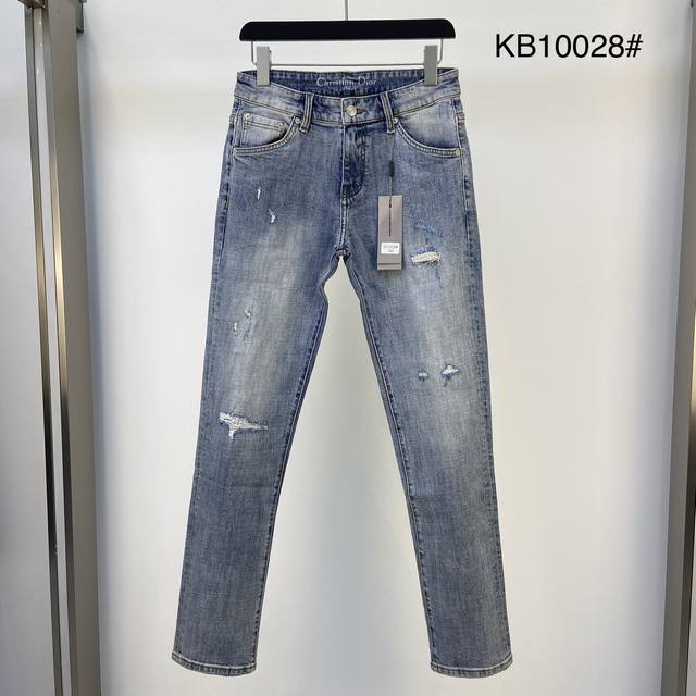 dior2025 Summer New Thin Original Jeans Original Hardware Leather Brand Versi