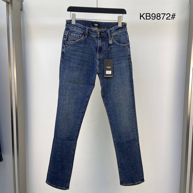 Fendi 2025 Summer New Thin Original Jeans Original Hardware Leather Brand Versio