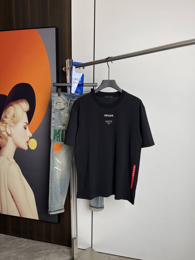 Prada 2025 Summer New Short-Sleeved T-Shirt With One-To-One Original Embroidered