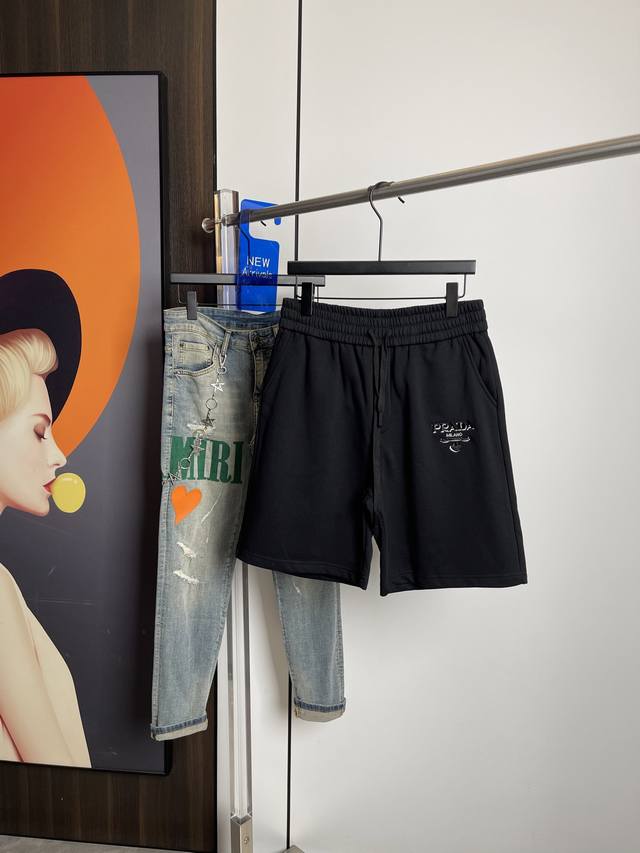 Prada 2025 Summer New Shorts Original Printed Embroidered Letter Logo Three Logo