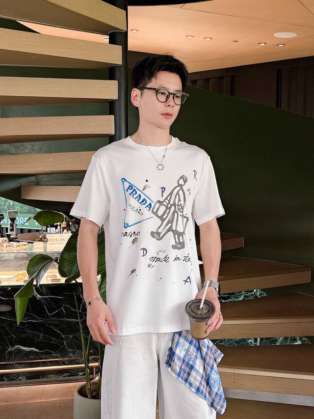 prada Prada Exclusive Supply Of New Original Men's Casual Short-Sleeved High-