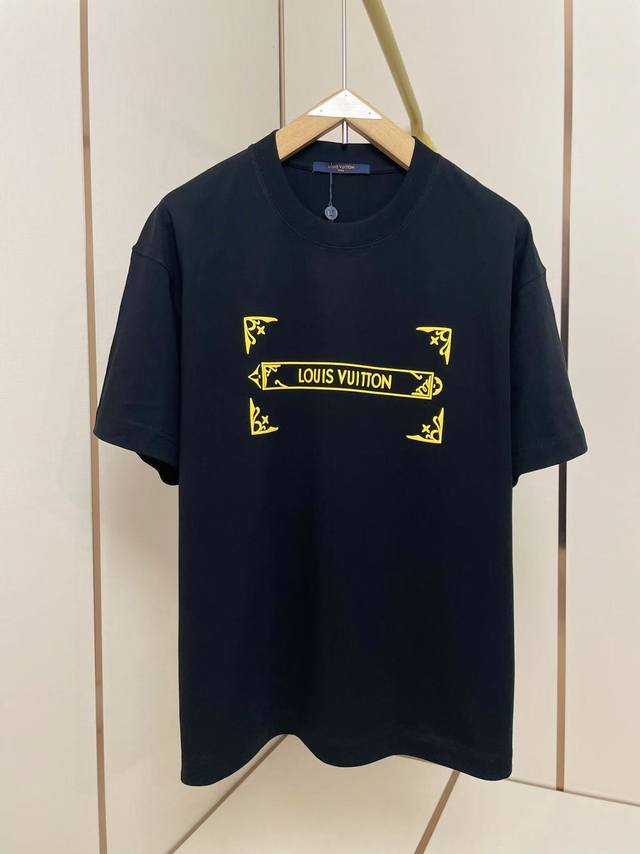 lv2025 New Foam Letter T-Shirt Three-Dimensional Foaming Process Full Of Thre