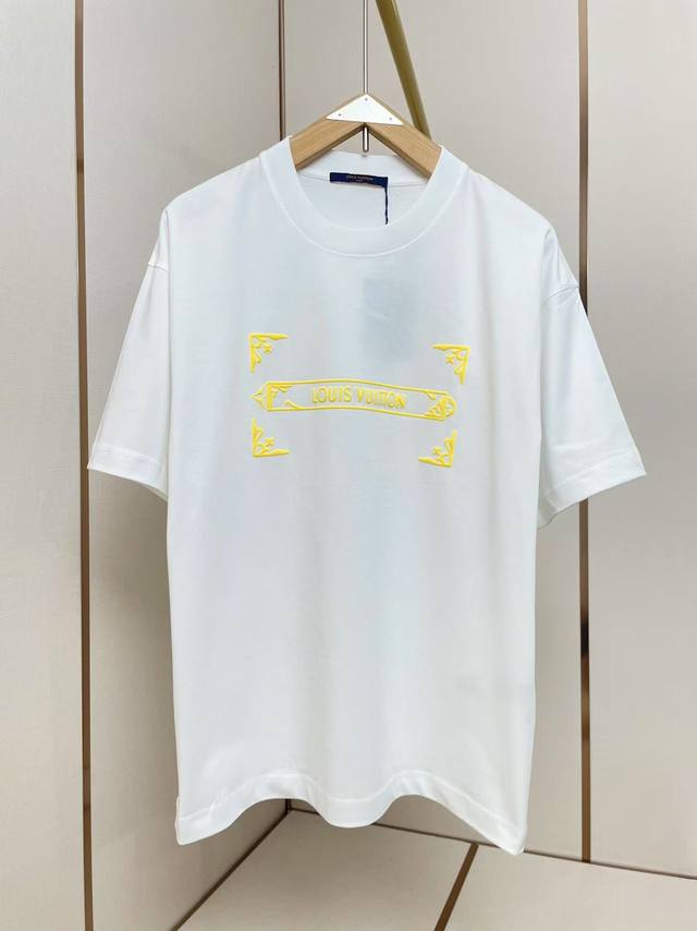 lv2025 New Foam Letter T-Shirt Three-Dimensional Foaming Process Full Of Thre