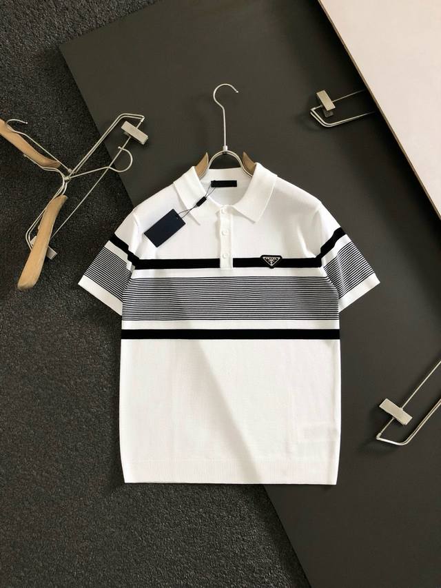 prad*Slim Fit M-Xxxl 2025 Autumn Top Imported Private Goods High-End Striped
