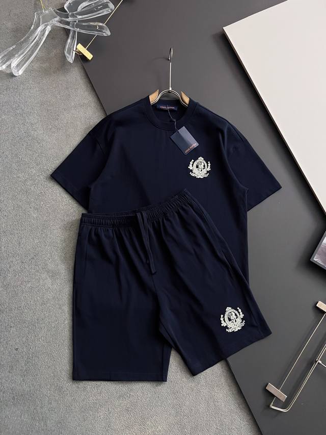 Suit 1V Navy Blue 2025 Spring And Summer New Style Unisex Short-Sleeved T-Shirt