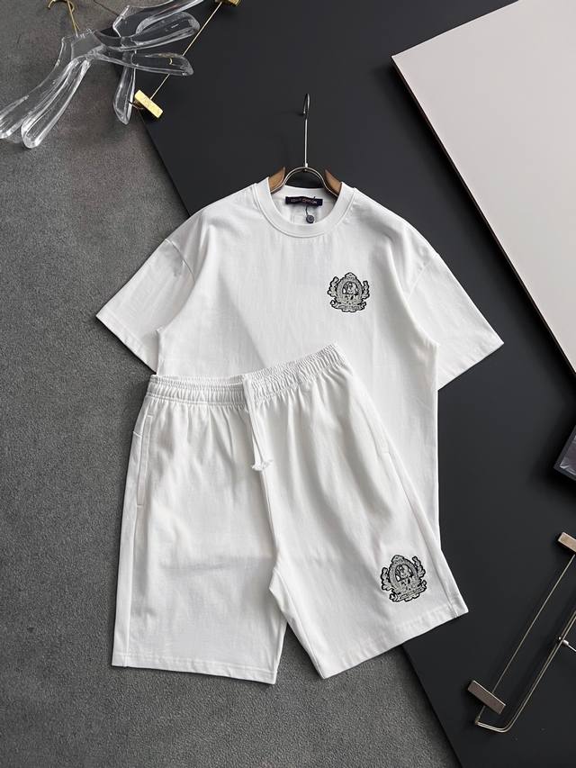Suit 1V 2025 Spring And Summer New Unisex Short-Sleeved T-Shirt With Logo Embroi