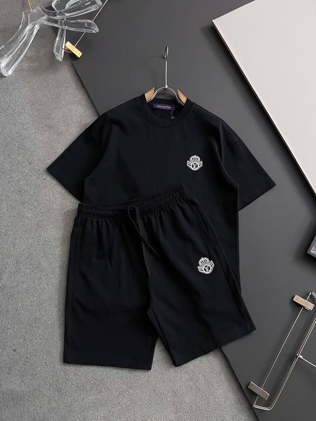 Suit 1V 2025 Spring And Summer New Unisex Short-Sleeved T-Shirt With Logo Embroi