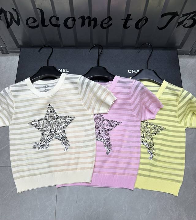 New Product Online Style Number: 28891# #Cd Five-Pointed Star Mesh Short Sleeves