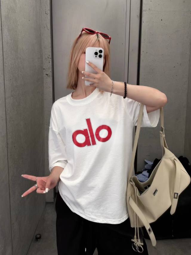 alo 2025 Candy Print New Lazy Style Print Loose Short-Sleeved T-Shirt Style N