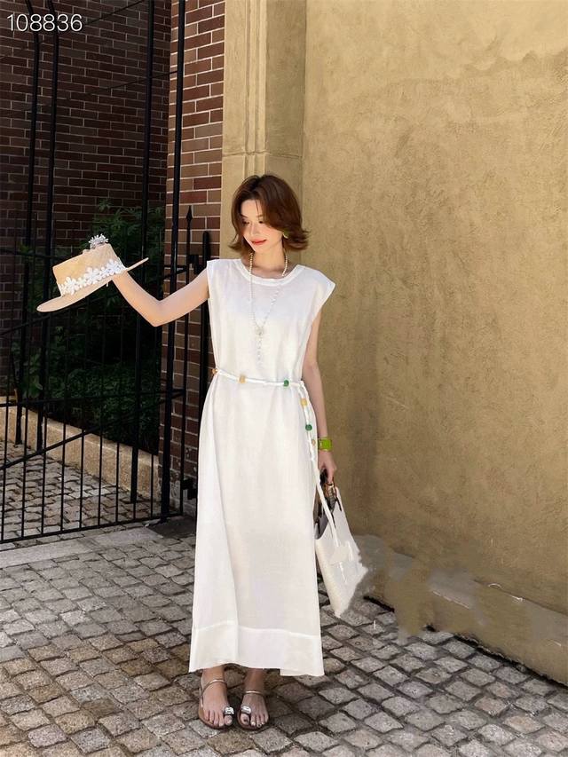 Dress Heavy 100% Fermented Linen Dress High-Grade Version Simple And Elegant Cla