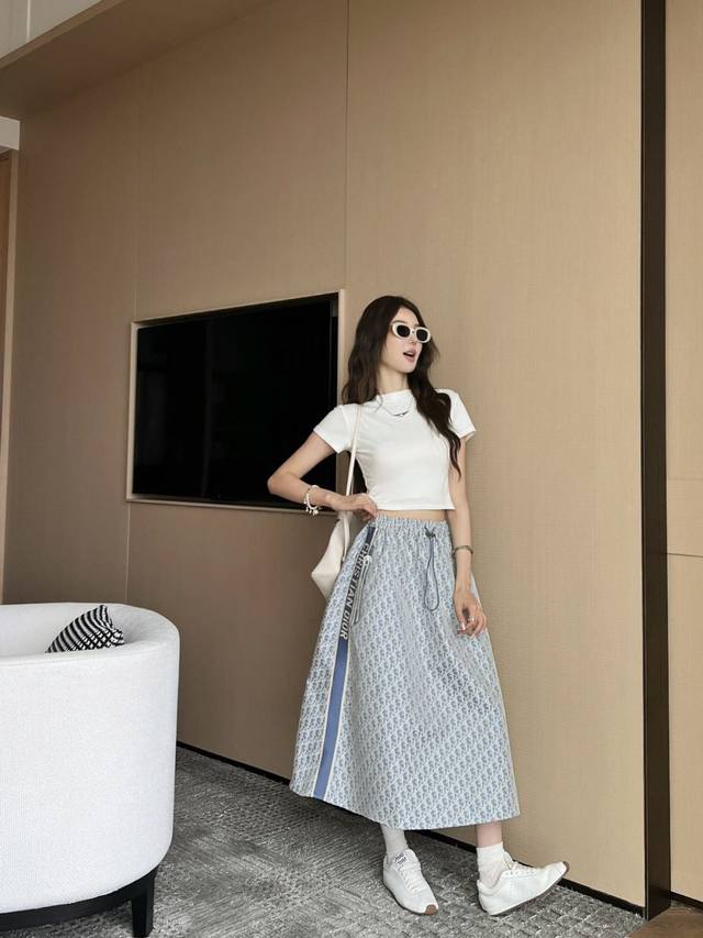 Highly Recommend Dio*2025 Spring And Summer New Patchwork Printed Long Skirt Ser