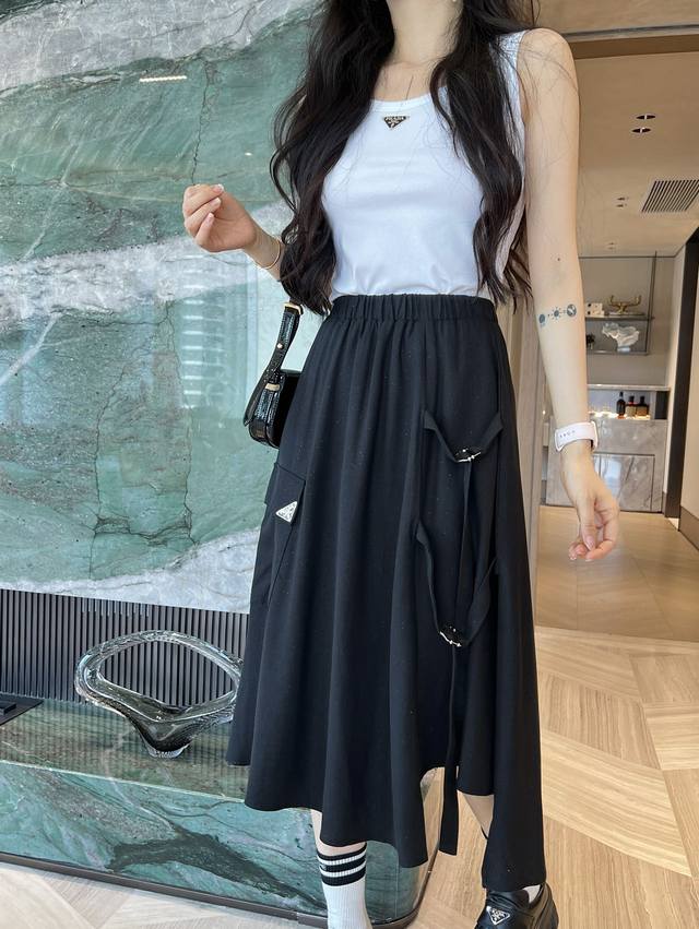 Highly Recommended Pra*2025 Spring And Summer New Leisure Vacation Long Skirt El