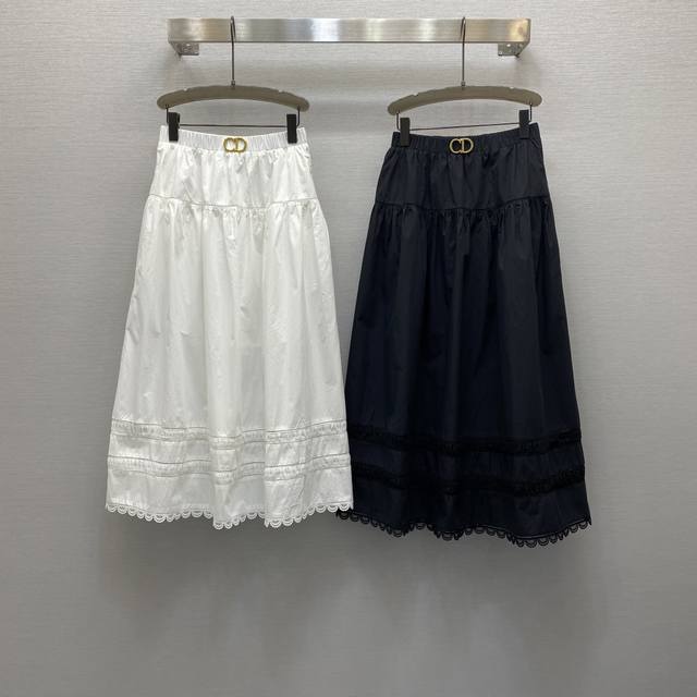 di*25Ss Lace Embroidery Long Skirt With Wide Swing, Age-Reducing Temperament,