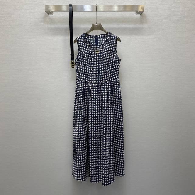 di*25Ss Digital Printed Sleeveless Young Long Dress With Belt High-Quality Fa