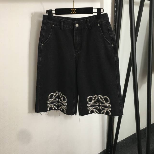 Style No. 20252425 Loew* New Logo Embroidered Denim Shorts Black Dark Blue Light