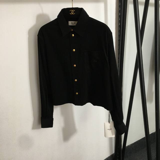 Style No. 20252977 Celin* New Logo Gold Button Corduroy Long Sleeve Jacket Black