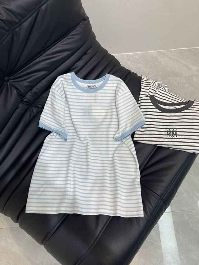 loewe*25 Spring And Summer New Products Contrast Color Collar Striped Short-S