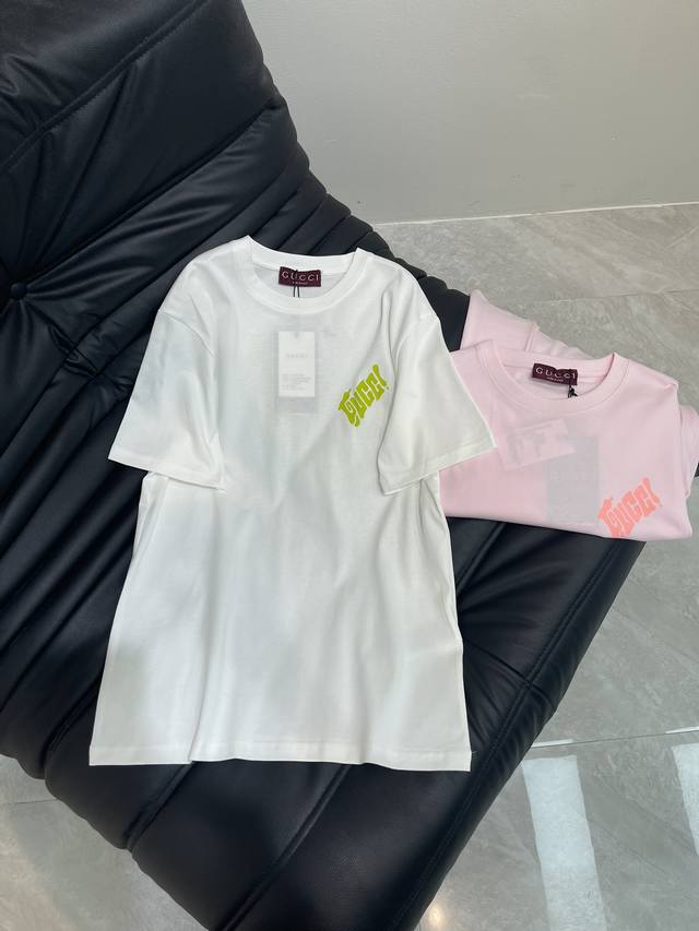 gucc*25 New Spring And Summer Letter Print Round Neck Short-Sleeved T-Shirt L