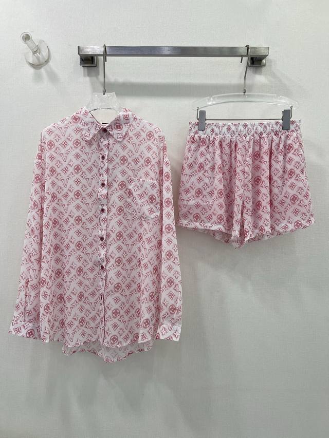 louis Vutyio*25 New Sun Protection Suit Thin Lapel Shirt And Shorts Combinati